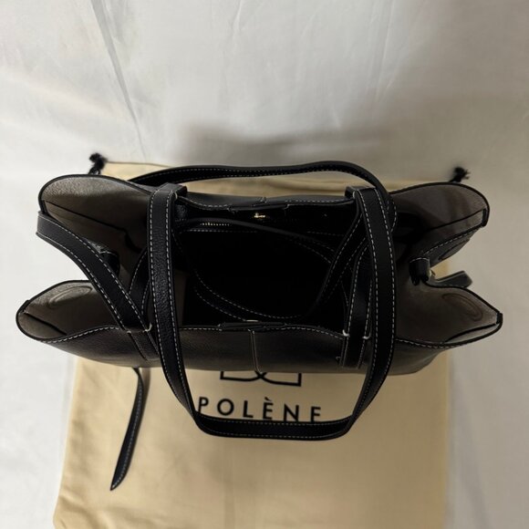 polene Cyme Mini Edition Textured Black with Ecru Stitching - Picture 5 of 9